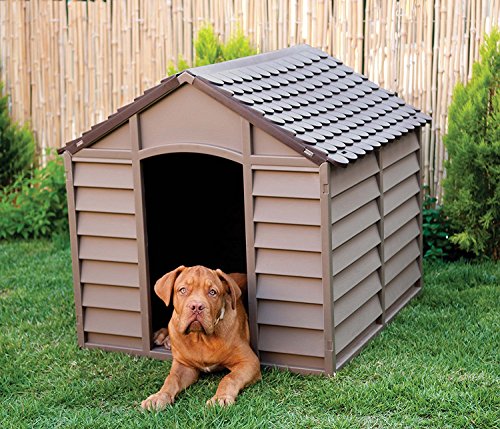 Large Heavy Duty Plastic Dog Kennel Pet Shelter PLASTIC DURABLE OUTDOOR - color Cream - Green